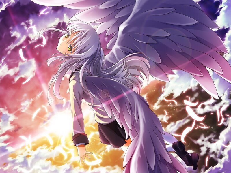 angelic figure with purple wings