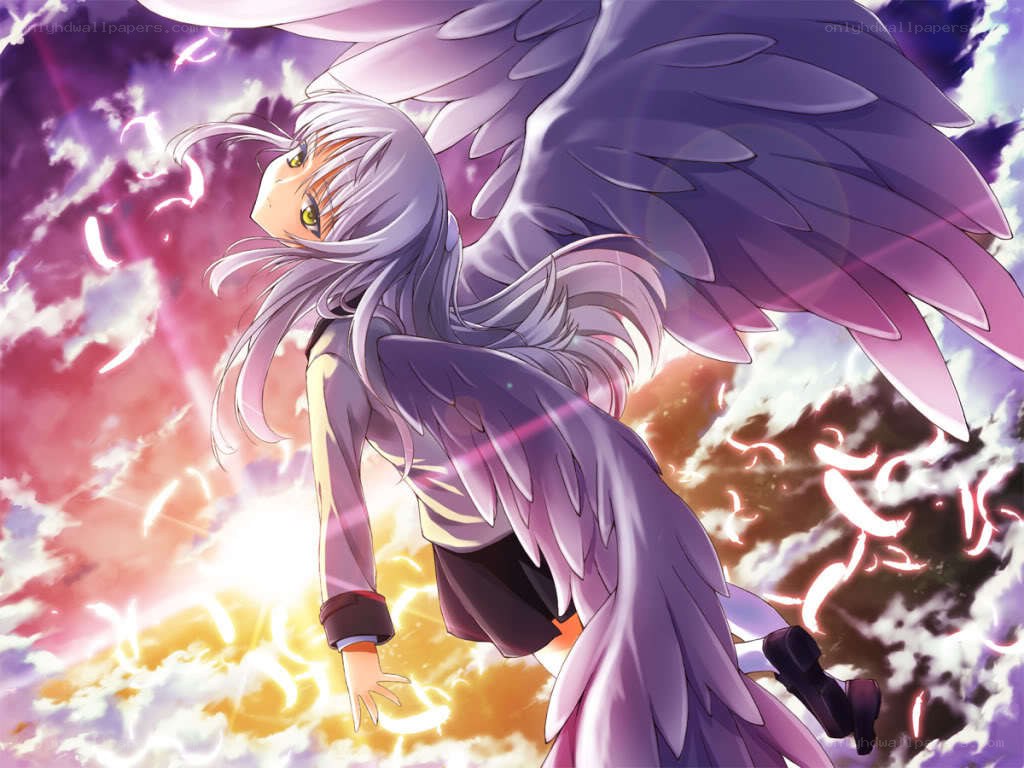 angelic figure with purple wings