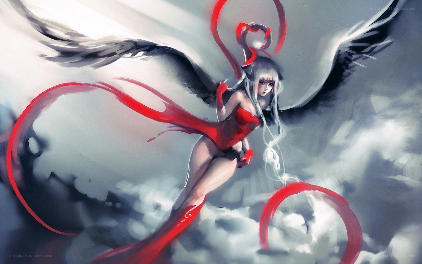 angelic figure with red wings