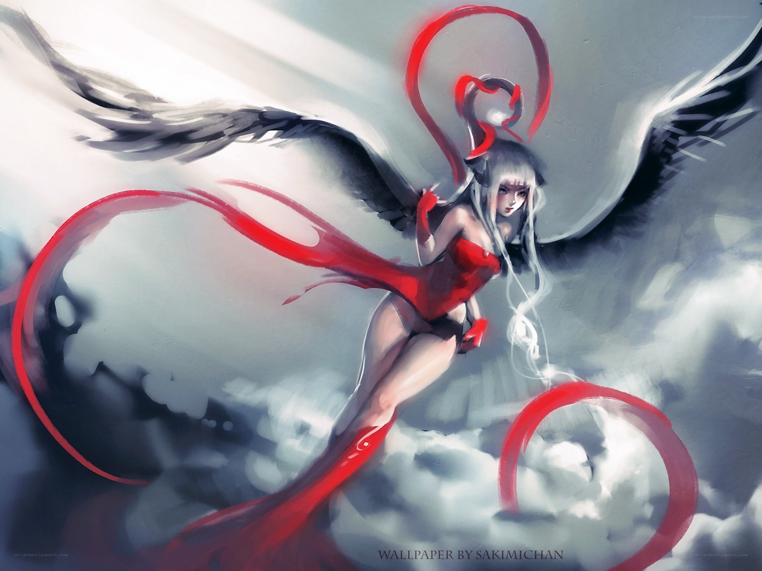 angelic figure with red wings