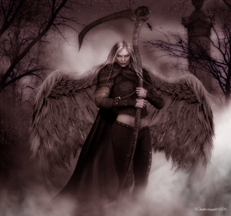 Angelic Figure with Scythe — Gray