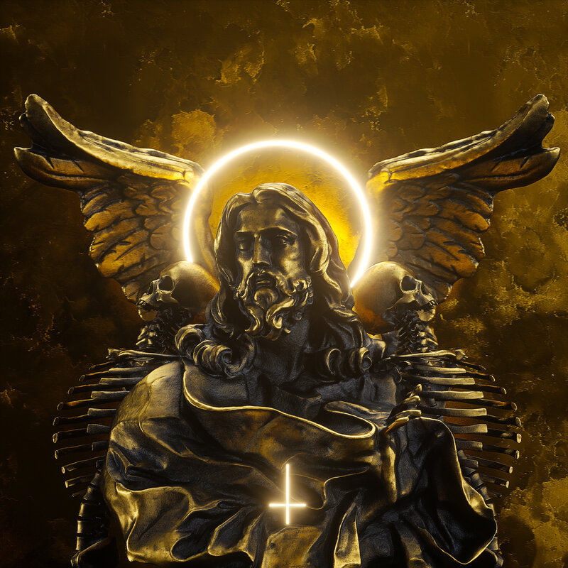 Angelic Figure with Skulls