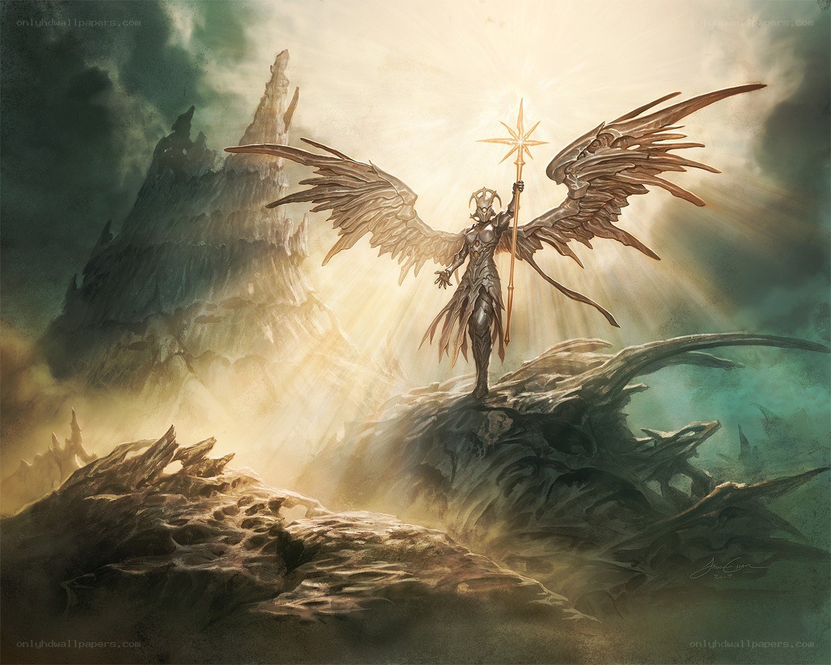 angelic figure with staff
