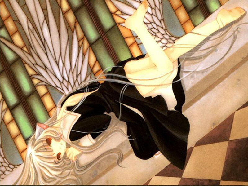 angelic figure with stained glass