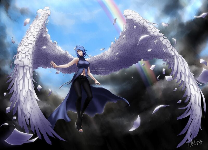 angelic figure with stone wings