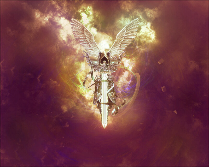 Angelic Figure with Sword — Purple