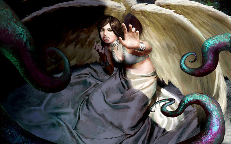 angelic figure with tentacles