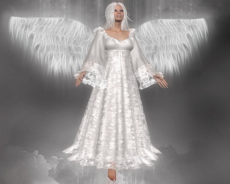 angelic figure with white wings