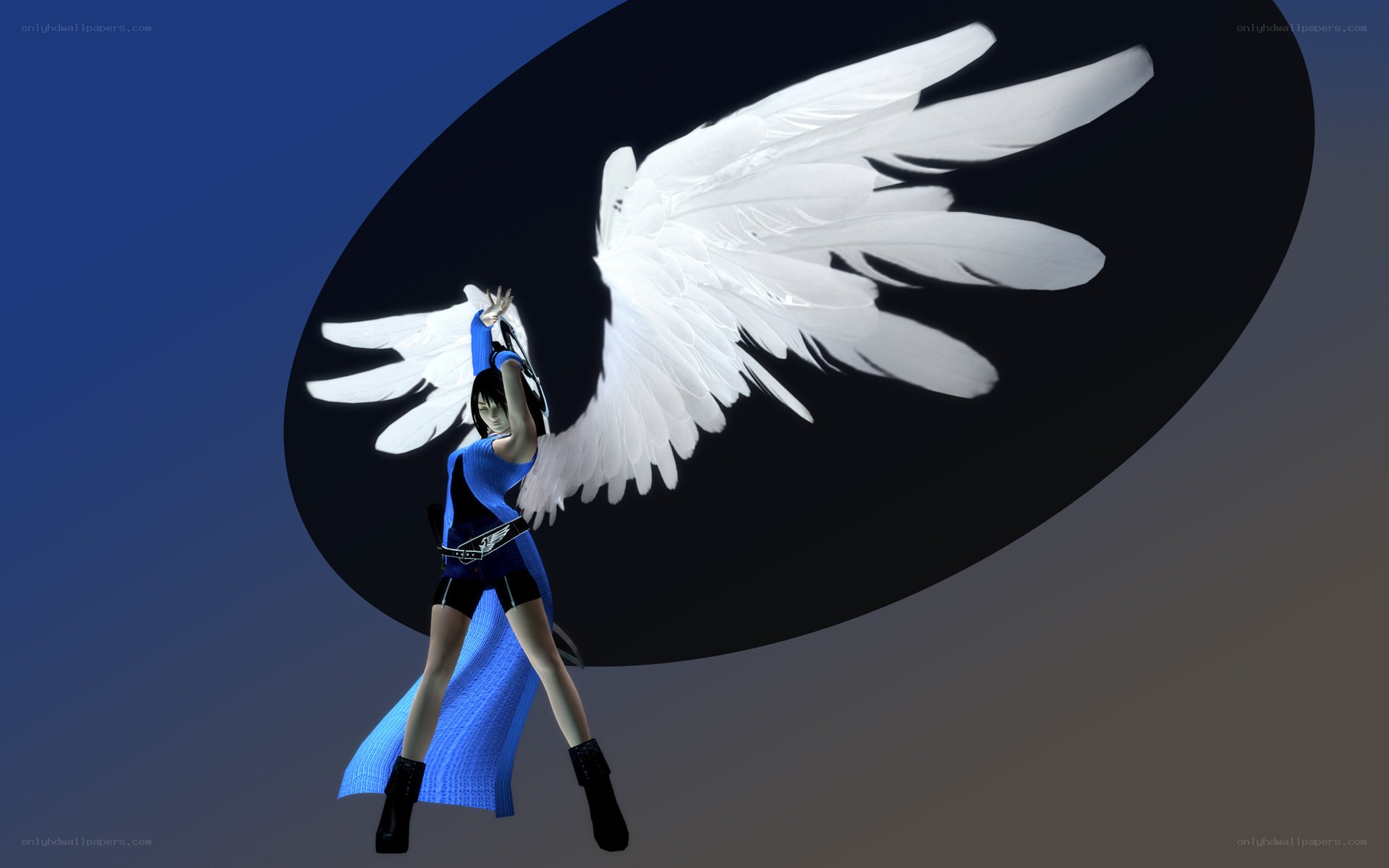 angelic figure with white wings