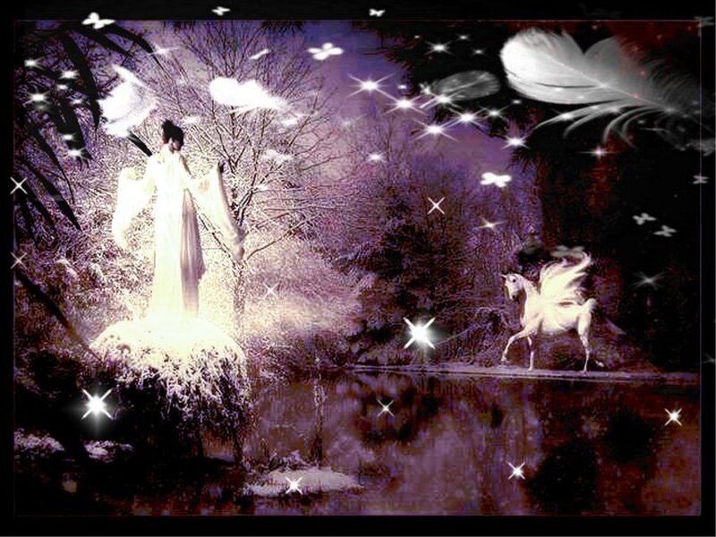 Angelic Figure with Winged Horse