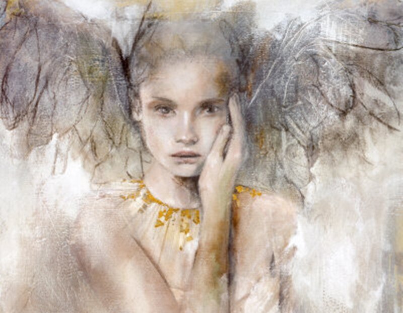 Angelic Figure with Wings — Beige