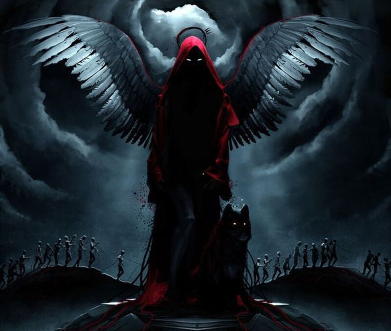 Angelic Figure with Wings — Black, Dark, Dramatic