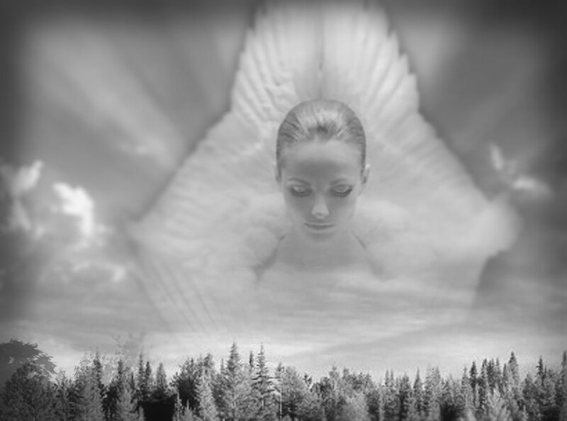 Angelic Figure with Wings — Black, Ethereal