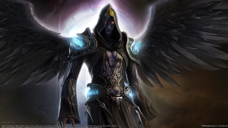 Angelic Figure with Wings — Black