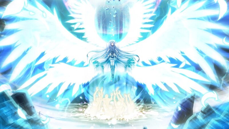 Angelic Figure with Wings — Blue, Dramatic, Anime