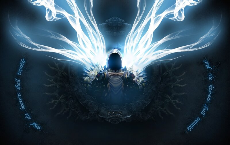 Angelic Figure with Wings — Blue, Dramatic, Digital Art, Armor, Text