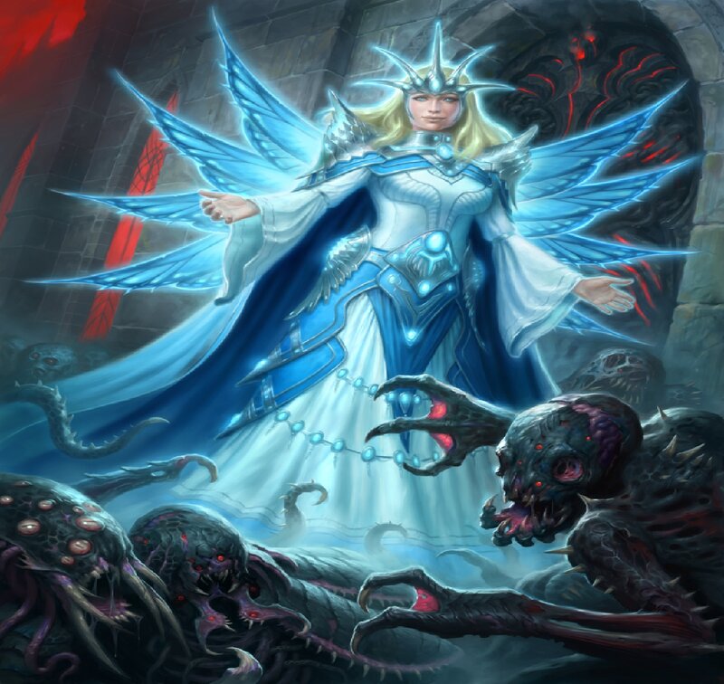 Angelic Figure with Wings — Blue, Dramatic, Digital Art, Demons