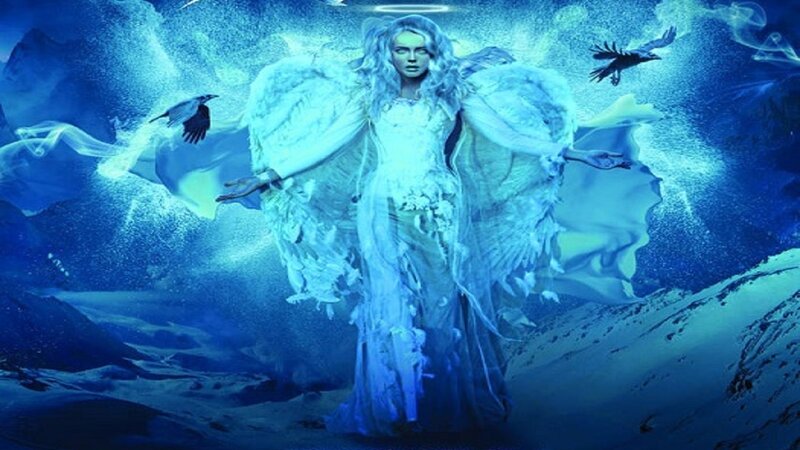 Angelic Figure with Wings — Blue, Dramatic, Night, Digital Art, Birds