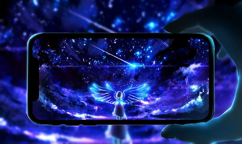 Angelic Figure with Wings — Blue, Dreamy