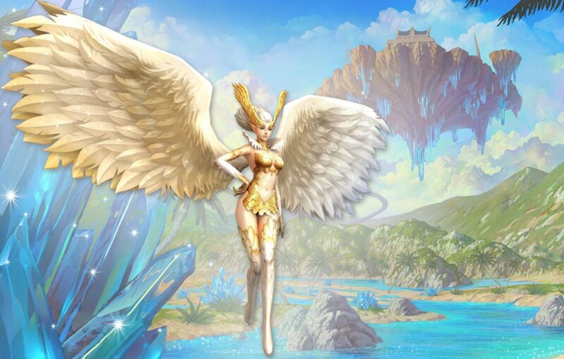 Angelic Figure with Wings — Blue, Fantasy