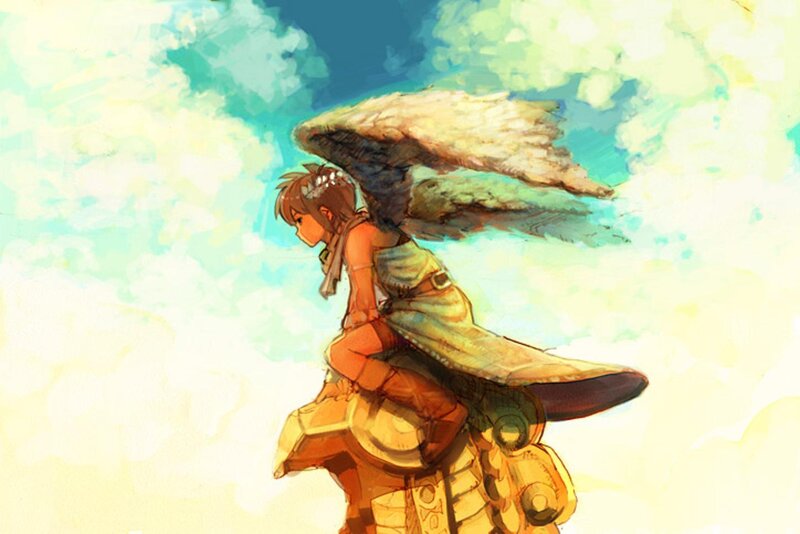 Angelic Figure with Wings — Blue, Serene, Digital Art, Clouds
