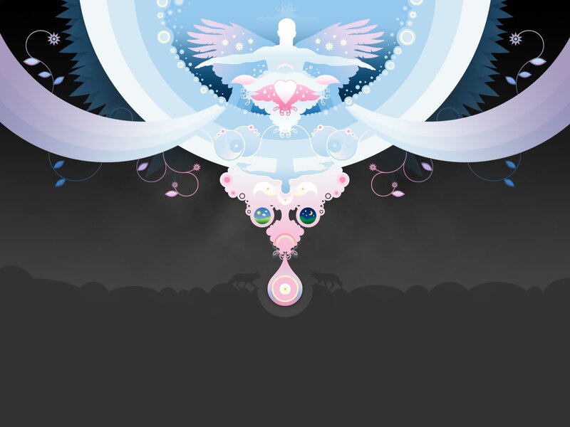 Angelic Figure with Wings — Blue, Serene, Night, Digital Art, Heart