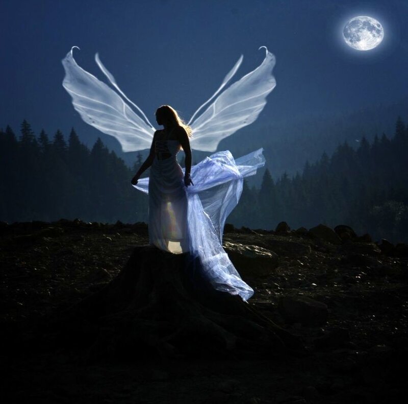 Angelic Figure with Wings — Blue