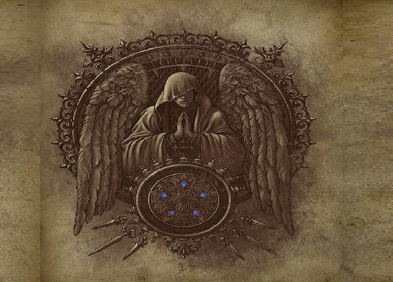 Angelic Figure with Wings — Brown, Dramatic, Illustration