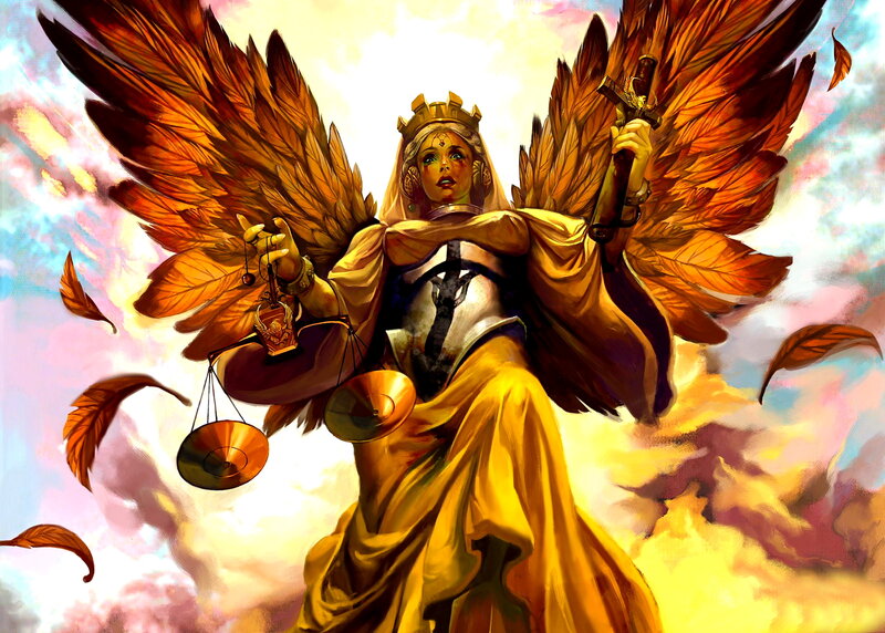 Angelic Figure with Wings — Gold, Dramatic, Sunset
