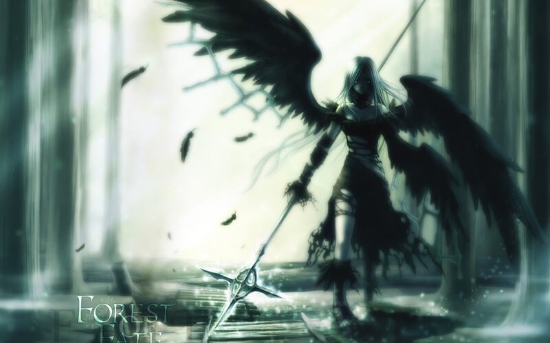 Angelic Figure with Wings — Green, Dramatic, Digital Art, Spear