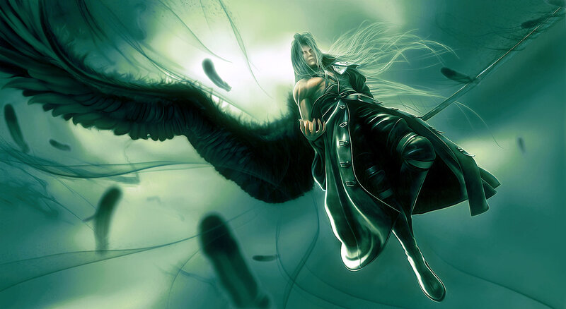 Angelic Figure with Wings — Green, Dramatic, Digital Art