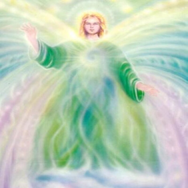 Angelic Figure with Wings — Green, Serene