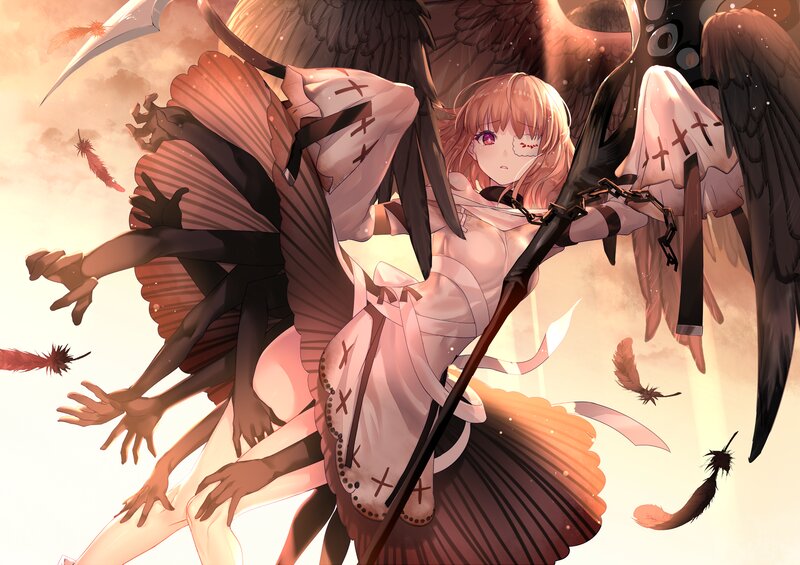 Angelic Figure with Wings — Pink, Dramatic, Sunset