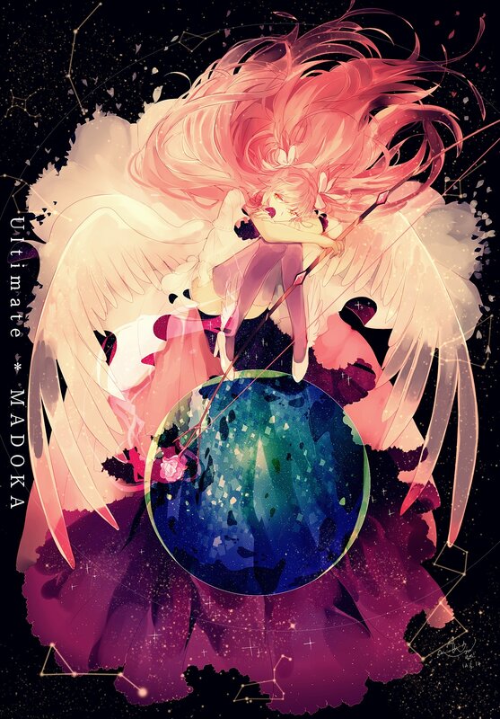 Angelic Figure with Wings — Pink, Dramatic