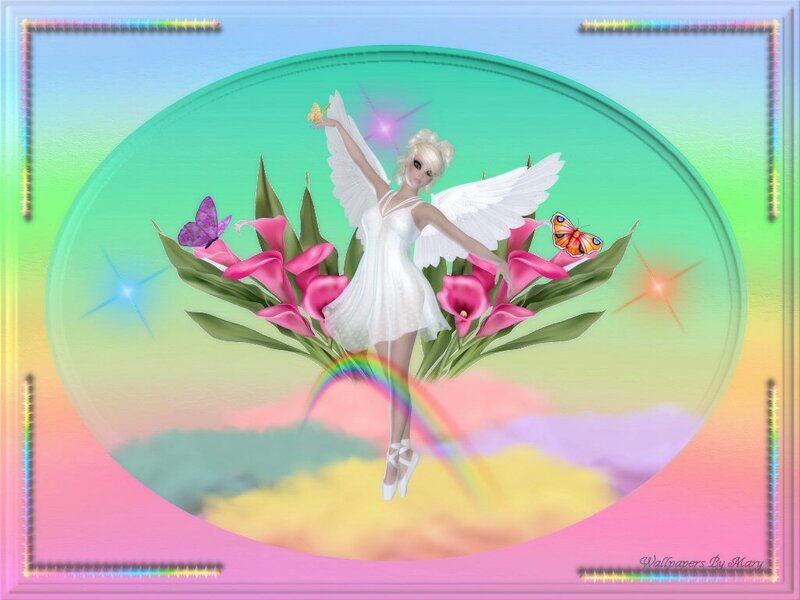 Angelic Figure with Wings — Pink, Dreamy