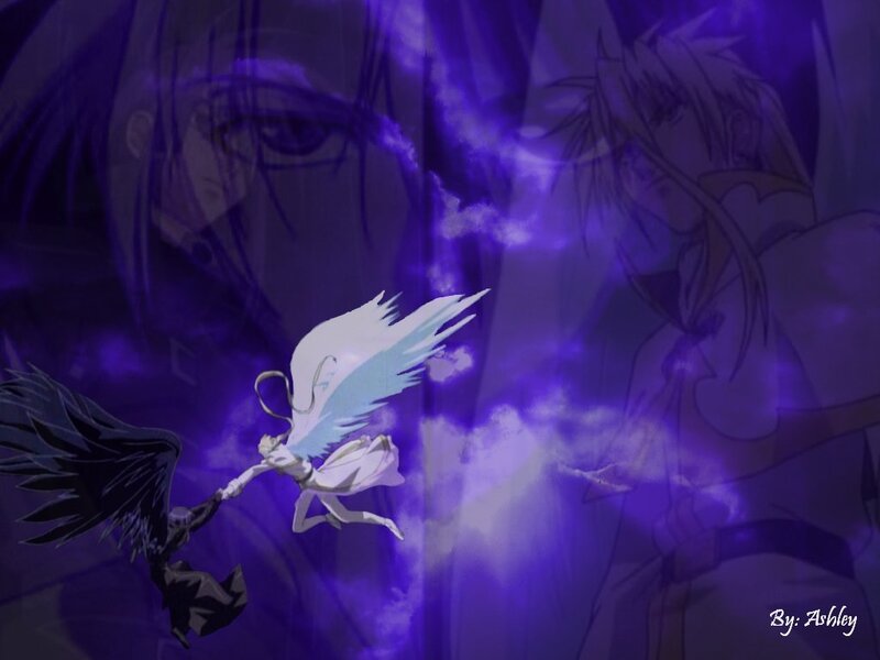 Angelic Figure with Wings — Purple, Dramatic, Anime