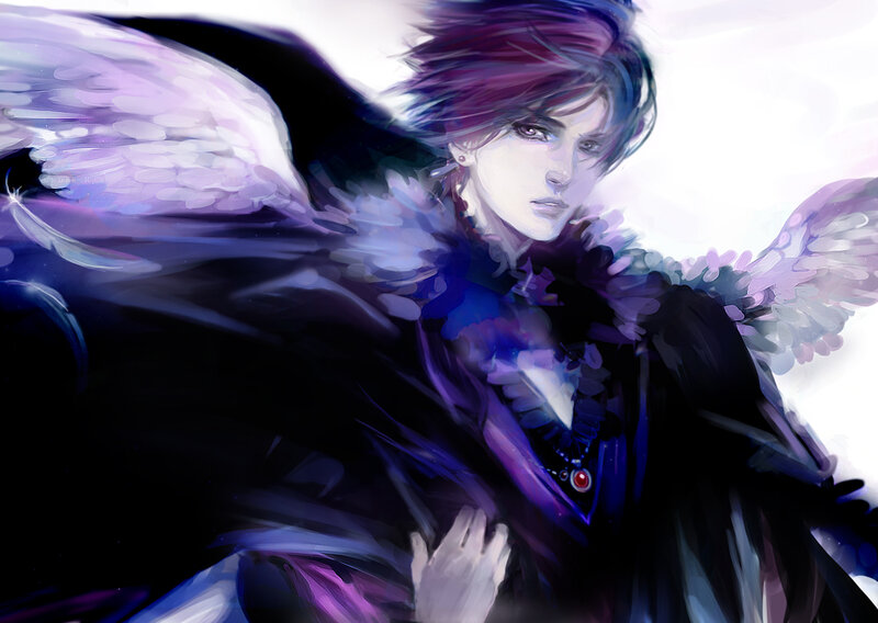 Angelic Figure with Wings — Purple, Dramatic, Digital Art, Cloak