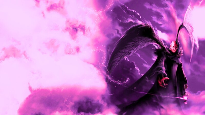 Angelic Figure with Wings — Purple, Dramatic, Digital Art
