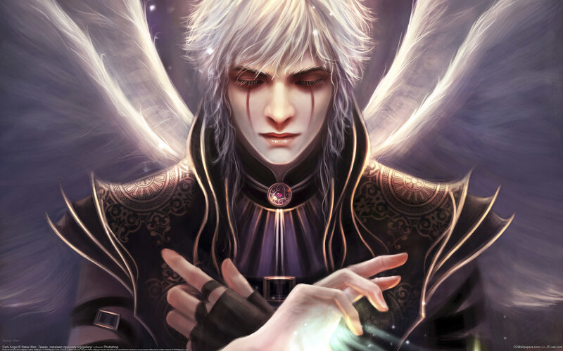 Angelic Figure with Wings — Purple, Dramatic
