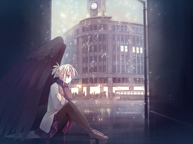 Angelic Figure with Wings — Purple, Melancholic