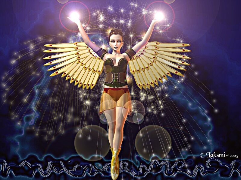 Angelic Figure with Wings — Purple