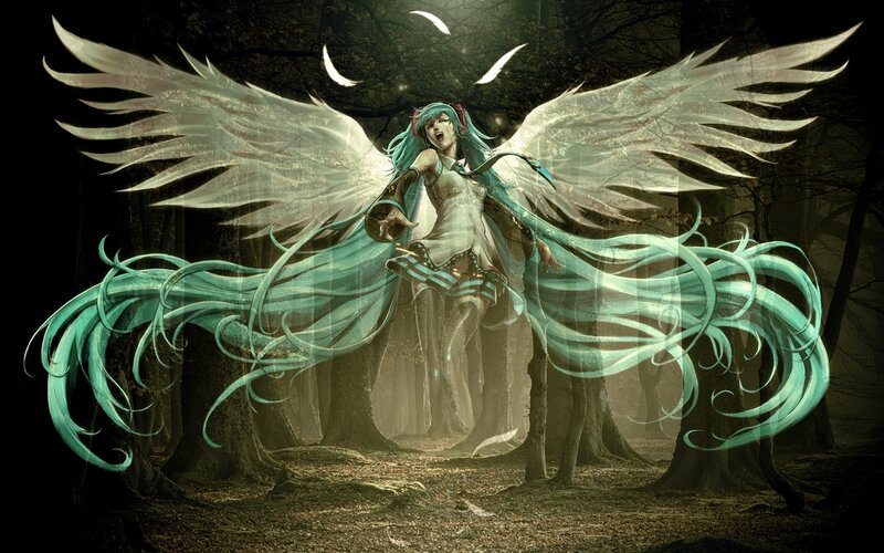 Angelic Figure with Wings — Teal