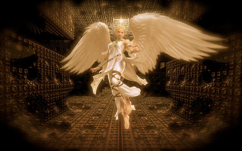 Angelic Figure with Wings — White, Dramatic, 3d Render