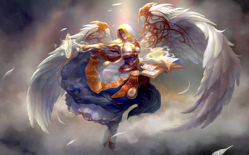 Angelic Figure with Wings — White, Dramatic, Digital Art, Book