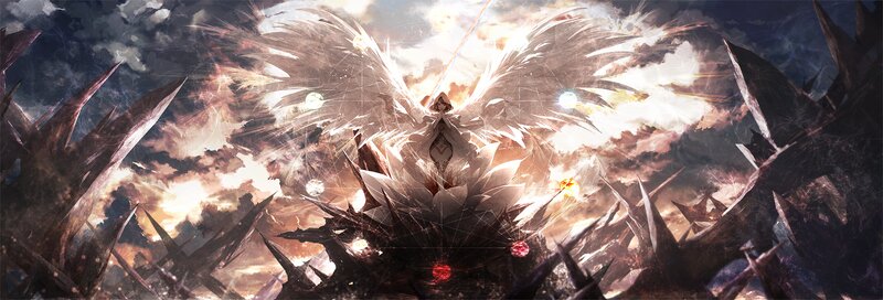 Angelic Figure with Wings — White, Dramatic, Digital Art, Spikes