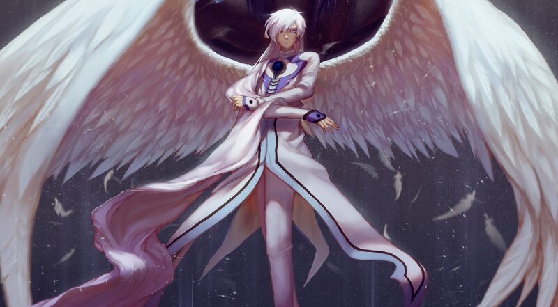 Angelic Figure with Wings — White, Dramatic, Night, Anime