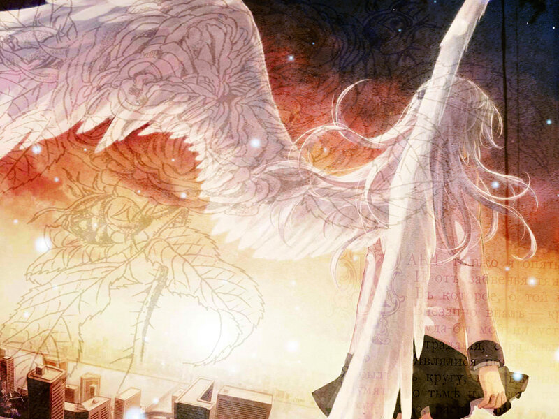 Angelic Figure with Wings — White, Dramatic, Sunset