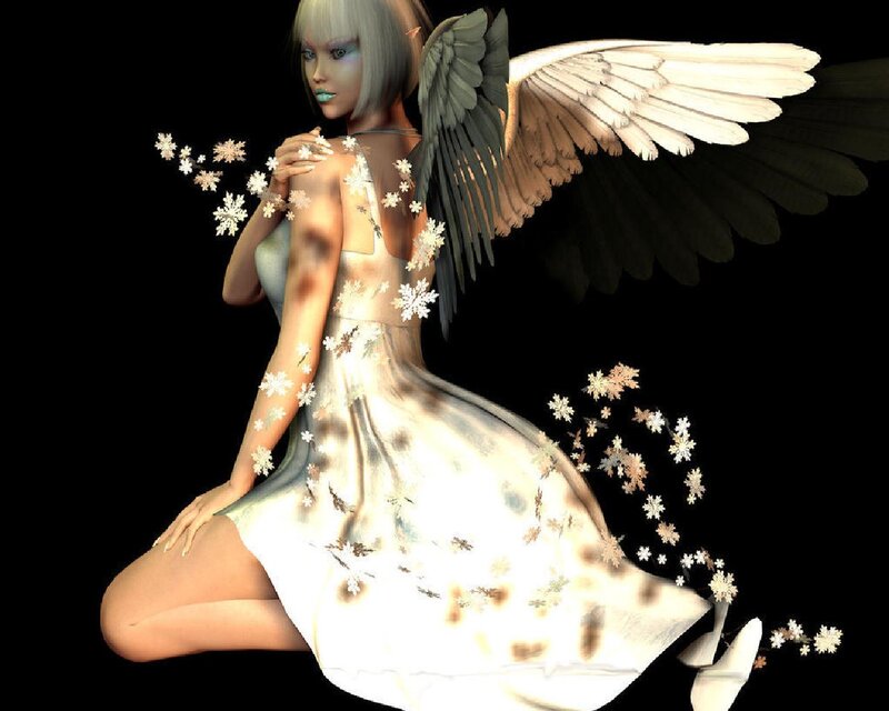 Angelic Figure with Wings — White, Ethereal, 3d Render