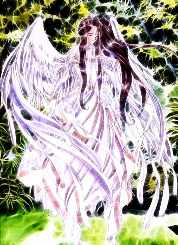 Angelic Figure with Wings — White, Ethereal, Digital Art, Long Hair