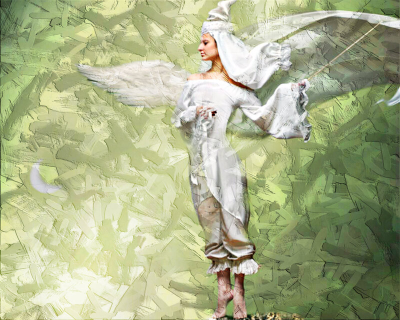 Angelic Figure with Wings — White, Ethereal, Night